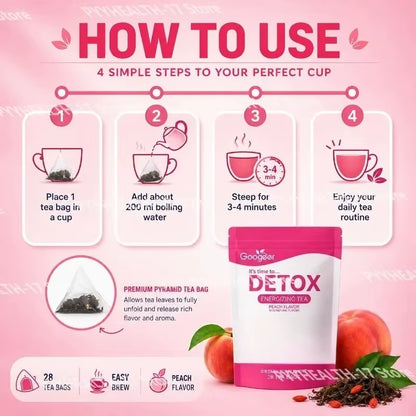 Energizing Herbal Tea Bags Dietary Supplement Peach Flavor Daily Wellness Energy Support for Adult Use 28 Tea Bags Pack