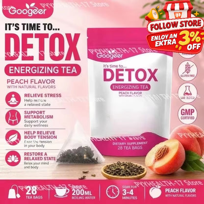 Energizing Herbal Tea Bags Dietary Supplement Peach Flavor Daily Wellness Energy Support for Adult Use 28 Tea Bags Pack