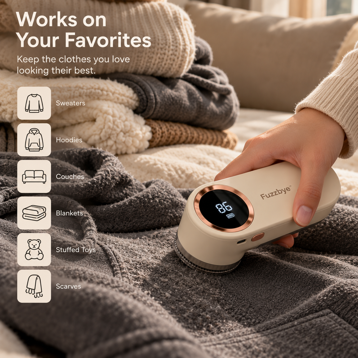 Fuzzbye™ Rechargeable Fabric Shaver